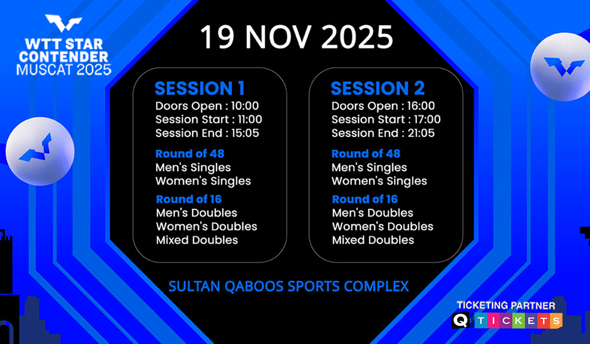 WTT Star Contender Muscat 2025 Kicks Off November 19